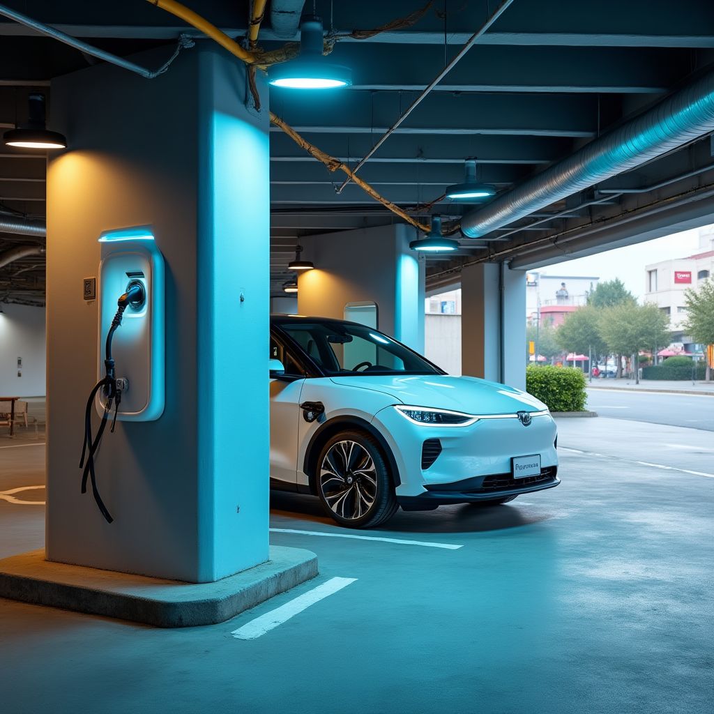 Instalación de cargadores en un centro comercial